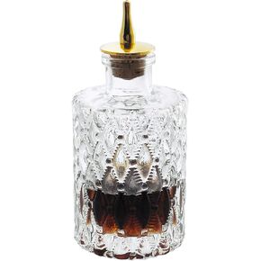 LINALL Bitters Bottle - Jewel Bitter Bottle For Cocktail, 6oz / 175ml, Glass Dahs Bottle With Gold Plated Cork Dasher Top - DSBT0011 (3, Gold)