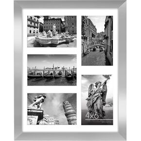 إطار صورة مجمعة مقاس 14 × 14 من Americanflat مع زجاج شبكي مصقول - يناسب ست صور مقاس 4 × 6 أو صورة واحدة مقاس 14 × 14 - مجموعة إطارات حائط المعرض - مجموعة مميزة - إطار صور لعرض الحائط - أسود