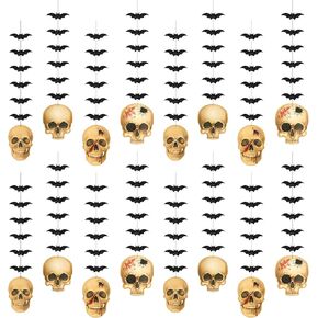 Halloween Bat Skull Decorations-16pcs Halloween Decorations, Halloween Scary Skull for Door, Window, Living Room, Room Halloween Ornaments