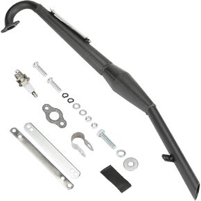 YOXUFA Flexible 2 Stroke Exhaust Muffler Silencer + Chain Tensioner Adjuster Kit for 49cc 60cc 66cc 80cc 100cc Motorized Bike Bicycle Engine Gas Motor Parts Black