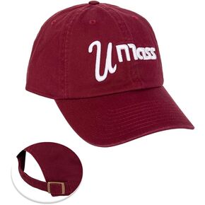 Desert Cactus University of Massachusetts Baseball Hat UMass Amherst Brimmed Embroirderd Hats Cap Adjustable Cloth Strap Adult (Style D) Red
