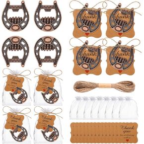 50PCS Lucky Horseshoe Bottle Opener Cast Iron Lucky Horseshoes Opener Wedding Party Favors With Tag Cards Sheer Bag For Rustic Vintage Wedding Birthday Bar Favors Party Favor Decorations