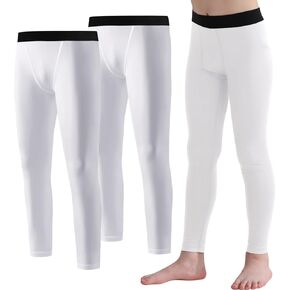 2 Pack Boys Kids Youth Compression Legging Pants Tights Athletic Base Layer Under Shorts Gear for Running Basketball
