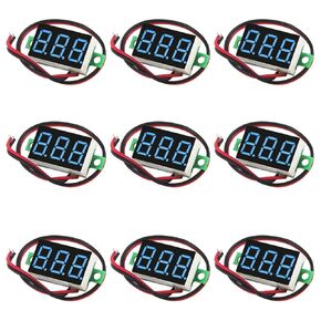 9pcs Voltage Meter 0.36 Inch 2 Wire DC 0-32V with Three Digit Panel LED Display Panel Mount Car Motorcycle Battery Monitor Tester Reverse Polarity Protectio Accurate Pressure Measurement (Blue)