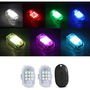 Hiseanllo 4 قطع أضواء ستروب لاسلكية مع جهاز تحكم عن بعد، 7 ألوان USB قابلة لإعادة الشحن عالية السطوع وأضواء وامضة مضادة للتصادمات لسيارة دراجة نارية شاحنة طائرة in Kuwait