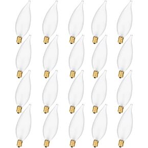 NETEHA Frosted Candelabra Flame Tip 60W E12 Base 120V Decorative Vintage Light Bulbs, 2700K Warm White Dimmable Edison Candle Bulbs for Chandeliers, Ceiling Fan Lights and Pendants (20 Pack)