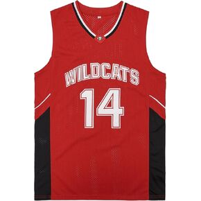 قميص رجالي Wildcats High School 14 Troy Bolton Jersey 8 تشاد دانفورث لكرة السلة جيرسي لأزياء حفلات الهيب هوب في التسعينيات