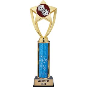 Crown Awards Dice Trophies, 11" Gold Star Dice Trophy with Engraving Included Prime