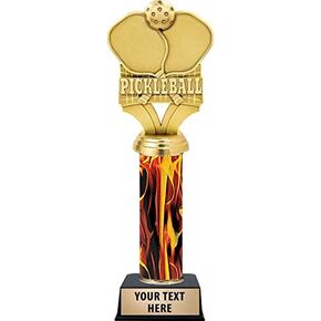 Crown Awards Pickleball Trophies - 11 Inch Customized Pickleball Inferno Column Trophies Prime