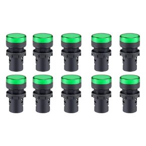 uxcell 10Pcs Green Indicator Light AC/DC 12V, 22mm Panel Mount, for Electrical Control Panel, HVAC, DIY Projects
