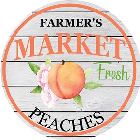 krouterebs جولة القصدير علامة عيد الفصح الخوخ إكليل علامة، الصيف الخوخ إكليل علامة معدنية القصدير علامة المطبخ حانة مضحك الجدة القهوة بار 12x12 بوصة ساحة حديقة مزرعة رجل الكهف in Kuwait