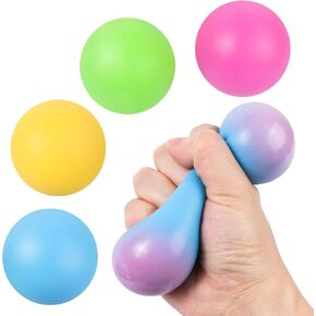 4 PCS Colorful Stress Balls for Adults and Kids,Squeeze Color Change Ball Fidget Toy,Sensory Squishy Balls for Teens Girls and Boys,Stretchy Toys,Hand Exercise Bouncy Balls