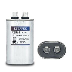 10uF 370V/440VAC CBB65 Oval Run Start Capacitor 50/60Hz 10 MFD Air Conditioner Capacitors A/C Capacitor for Unit Fan Motor Start or Pool Pump or Air Condenser Straight Cool