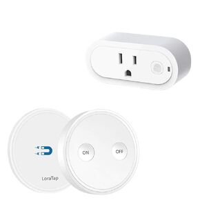 LoraTap Remote Control Outlet Plug Adapter with Remote, 656ft Range Wireless Switch for Lights and Household Appliances, No Hub Required, 16A/1760W, White, 2 Years Warranty
