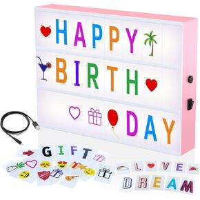 Cinema Light Box,Cool Stuff Christmas Birthday Gifts for 8 9 10 11 12 Year Old Teen Girl/Women,DIY Lightbox for Teen Girls Room Decor,Light Up Letters Board with 212 Colored Letters and Emojis