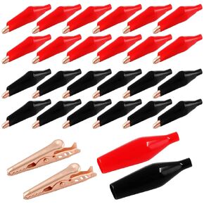 24 Pcs Copper Alligator Clips, Insulated Alligator Clips Electrical Test Kit Crocodile Clamps with Protective Insulation Cover (27mm)