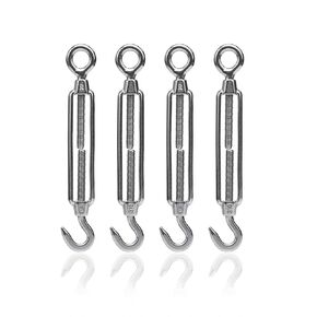 Super Heavy Duty Stainless Steel 316 Turnbuckle, 4 Pieces (4 PC M6 Hook to Eye)