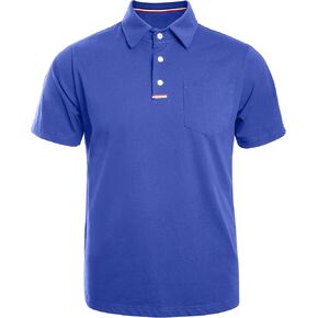 Men's Golf Polo Shirts Short Sleeve Moisture Wicking Dry Pocket Casual Cotton Blend Golf Shirts for Men
