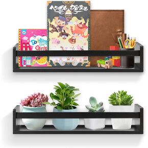 Gneric Floating Shelves for Wall, Black Nursery Book Shelves, 23.6 inch Kids Bookshelf, Wall Shelves for Living Room Bedroom Decor,Kitchen Spice Rack,Bathroom Storage Rack