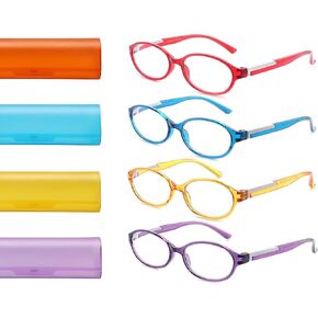 Reading Glasses Women Blue Light Blocking Round Computer Readers Ladies Magnifying Cheaters Glasses W/4 Colorful Cases