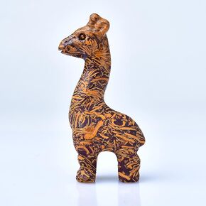 Natural Golden Silk Jade Crystal Giraffe Statue 2.36" Healing Crystal Handmade Sculpture Christmas ​Thanksgiving Pocket Statues Reiki Meditation Home Decoration GIF