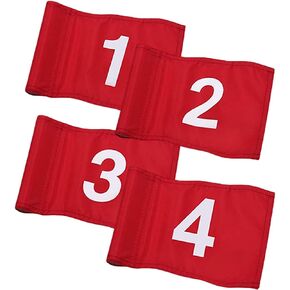 jojofuny 4pcs Numbered Golf Flag, Putting Green Flags for Yard, Golf Flagstick Mini Putting Portable Flag Red Flags Masters Flag Pin Flag Bike Accessories, Nylon