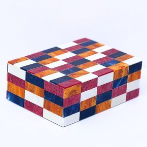 Vintage Art Deco Geometric Design Handmade Natural Inlay Decorative Jewelry Storage Box Home & Table Décor