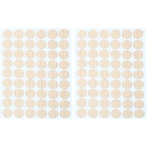 Waziaqoc 108pcs Self-Adhesive Screw Hole Stickers (Light Oak), 2-Table Sheets Screw Covers Caps PVC Dustproof Round Stickers for Wooden Furniture - 21mm/0.83inch