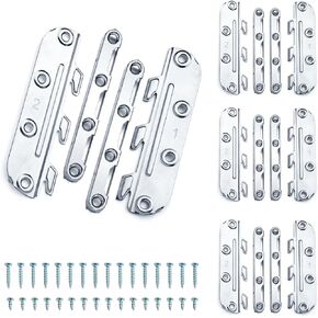 POWERTEC Surface Mounted Bed Rail Brackets 8PK, Bed Frame Hardware w/ Mounting Screws for Head Board/Bed Frame/Footboards, No-Mortise Bed Hardware (71425-P2V)