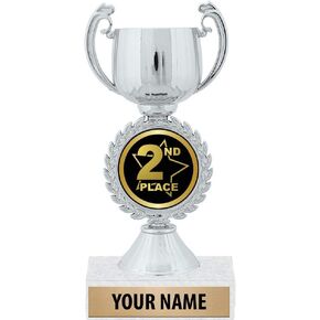 6.5" Silver 2nd Place Trophies, Custom Chaplet Cup 2nd Place Trophy Award Prime