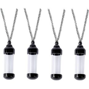 4-Piece Vial Pendant Necklace Set: 4 Openable Stainless Steel Glass Container Tubes & 4 Snake Chain Necklaces for DIY Jewelry Crafting, Cremation Ashes Memorial Keepsake, Acrylic, No Gemstone