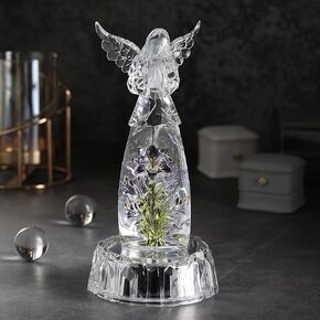 Acrylic Praying Angel Flower Fairy Figurine Statue Sculpture Figurine LED Lighted Home Table Desk Decorative Ornament