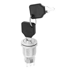 Create idea 1pc 19mm 2 Positions 6-Pin Stainless Steel Full Metal Switch Latching Stainless Steel Metal Key Switch with Sealing Ring and 2 Keys Silver