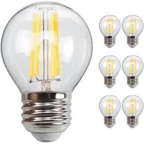 6-Pack G45 E26 LED Small Globe Bulbs 40Watt Equivalent, 2700K Warm White, 400Lumens, 4W G16.5 Vintage Chandelier Light Bulbs, Non-Dimmable, LED Filament Clear Glass Candle lamp for Home Office Decor…