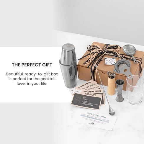 مجموعة التحريك المميزة المكونة من 10 قطع من A Bar - مجموعة زجاج خلط الكوكتيل - طقم بار المنزل المتحرك - طقم قديم الطراز مع زجاج خلط الكوكتيل الكريستالي - رائع للمارتيني ومانهاتن والمزيد in Kuwait