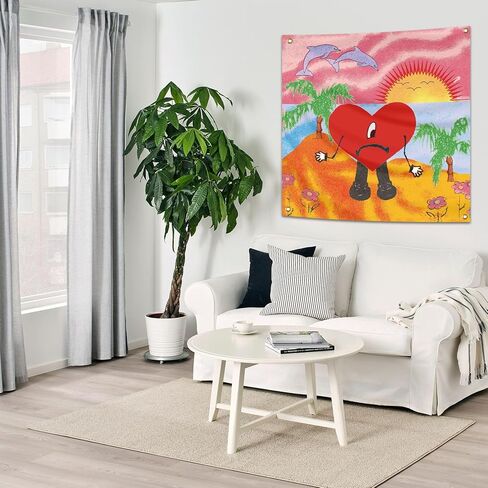 Generic Bad Singer Bunny Music Tapestry ديكور جمالي متين لرجل الكهف نسيج جداري مع 4 حلقات نحاسية علم 3 × 3 أقدام مناسب للتزيين الداخلي للمسكن الجامعي in Saudi Arabia