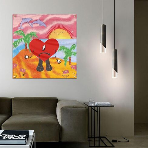 Generic Bad Singer Bunny Music Tapestry ديكور جمالي متين لرجل الكهف نسيج جداري مع 4 حلقات نحاسية علم 3 × 3 أقدام مناسب للتزيين الداخلي للمسكن الجامعي in Saudi Arabia