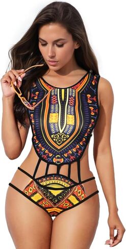 Women's Vintage Tank Top Pattern One Piece Swimsuit in Saudi Arabia