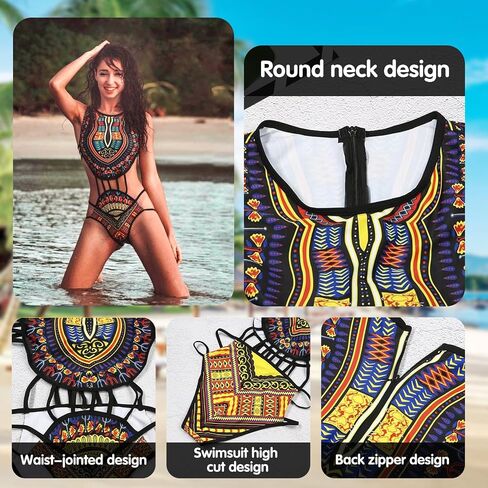 Women's Vintage Tank Top Pattern One Piece Swimsuit in Saudi Arabia