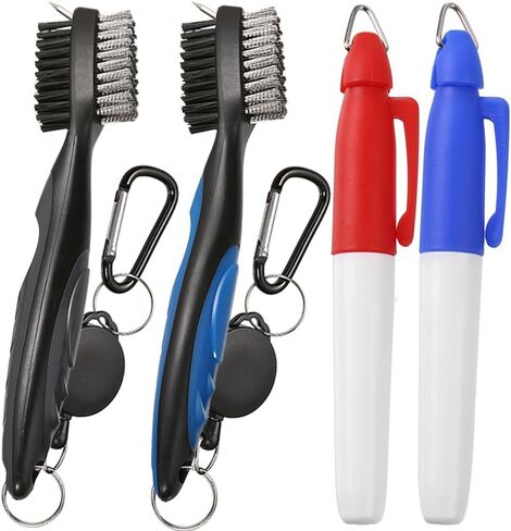 2PCS Golf Club Brush Groove Cleaner with 2 Ft Retractable Zip-line and Aluminum Carabiner Cleaning Tools in Kuwait