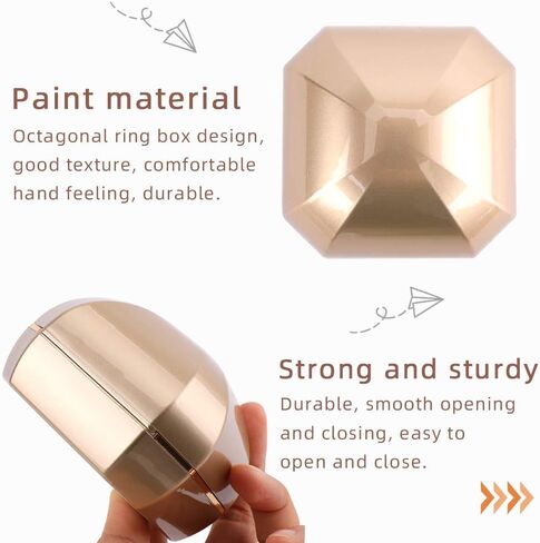 iSuperb Ring Box with LED Light Engagement Ring Boxes Jewelry Gift Box Ring Case Organizer for Proposal Wedding Valentine's Day Anniversary Christmas (Light Gold) in Saudi Arabia