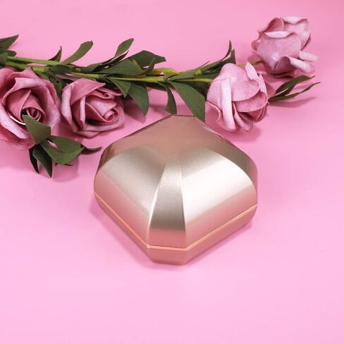 iSuperb Ring Box with LED Light Engagement Ring Boxes Jewelry Gift Box Ring Case Organizer for Proposal Wedding Valentine's Day Anniversary Christmas (Light Gold) in Saudi Arabia