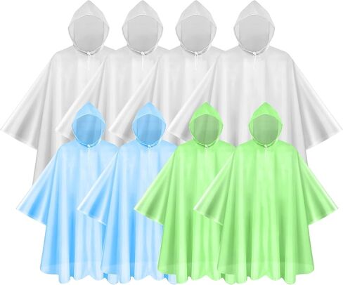 Rain Ponchos for Adults, Kids & Family - 4, 8, 9 & 16 Pack Options - Extra Thick, Tear-Resistant with Hood in Saudi Arabia