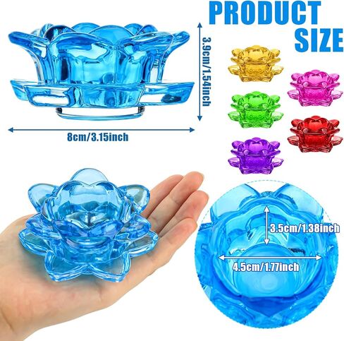 Dandat 6 Pcs Glass Lotus Tea Light Holder Diwali Lotus Candle Holder Crystal Lotus Tealight Candle Stand for Diwali Decor Table Centerpiece in Saudi Arabia