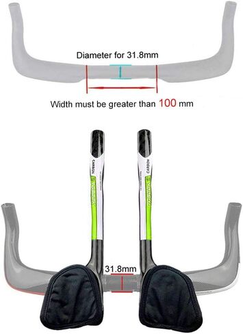 شريط راحة للدراجة TT 12K لامع بالكامل من ألياف الكربون عالية الجودة TT Bar Aero Bars Tri Bars لركوب الدراجات مسند ذراع لوضع شريط للطرق MTB Bike 31.8 مم - أخضر in Kuwait