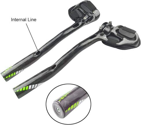 شريط راحة للدراجة TT 12K لامع بالكامل من ألياف الكربون عالية الجودة TT Bar Aero Bars Tri Bars لركوب الدراجات مسند ذراع لوضع شريط للطرق MTB Bike 31.8 مم - أخضر in Kuwait