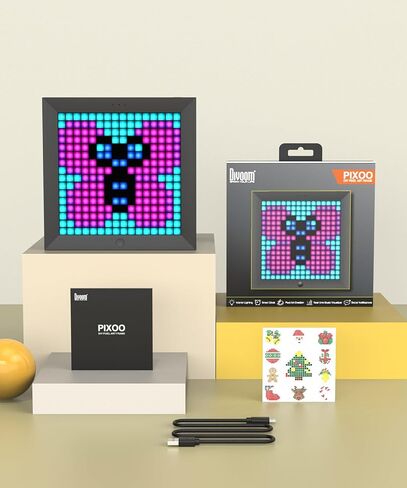 إطار Divoom Pixoo LED Pixel الفني - شاشة رقمية ذكية لفن الحائط، ديكور غرفة الألعاب، لوحات LED قابلة للتخصيص، ساعة رائعة وتقويم، مثالية للفن الرقمي in Kuwait