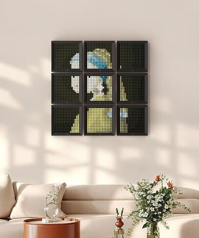 إطار Divoom Pixoo LED Pixel الفني - شاشة رقمية ذكية لفن الحائط، ديكور غرفة الألعاب، لوحات LED قابلة للتخصيص، ساعة رائعة وتقويم، مثالية للفن الرقمي in Kuwait