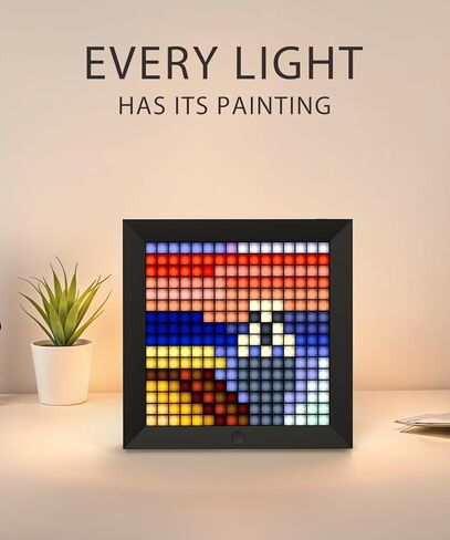 إطار Divoom Pixoo LED Pixel الفني - شاشة رقمية ذكية لفن الحائط، ديكور غرفة الألعاب، لوحات LED قابلة للتخصيص، ساعة رائعة وتقويم، مثالية للفن الرقمي in Kuwait