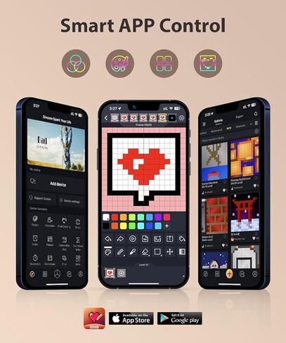 إطار Divoom Pixoo LED Pixel الفني - شاشة رقمية ذكية لفن الحائط، ديكور غرفة الألعاب، لوحات LED قابلة للتخصيص، ساعة رائعة وتقويم، مثالية للفن الرقمي in Kuwait